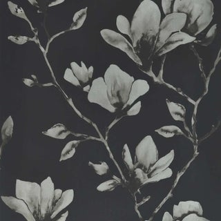 Harlequin Lotus Wallpaper in Onyx/Silver - a Sample For Sale