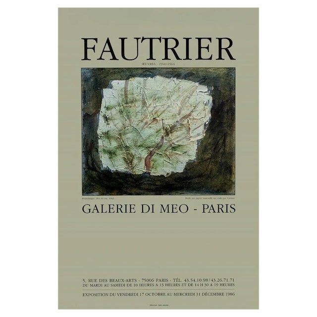 Jean Fautrier, Galerie Di Meo Exhibition Poster, 1986, Print For Sale