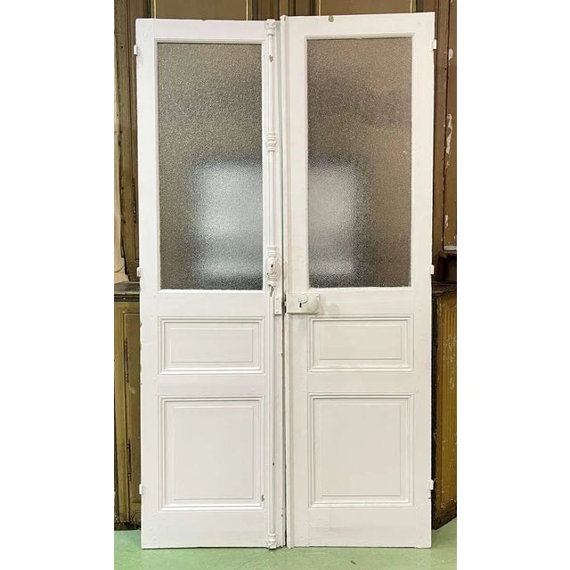Cream Double Glazed Interior Door in Fir For Sale - Image 8 of 8