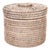 Artifacts Rattan Round Single Tissue Roll Box in White Wash For Sale