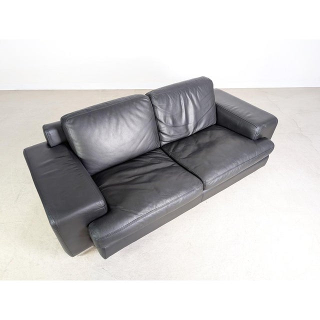 Black Vintage Leather 2-Seater Sofa from Roche Bobois For Sale - Image 8 of 11