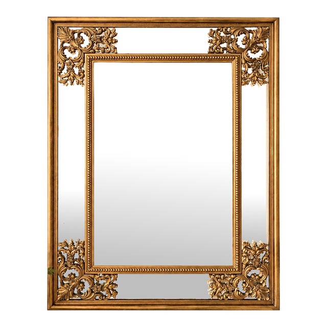 Ornate French Baroque-Style Gold Beveled Wall Mirror, 47" X 35" For Sale