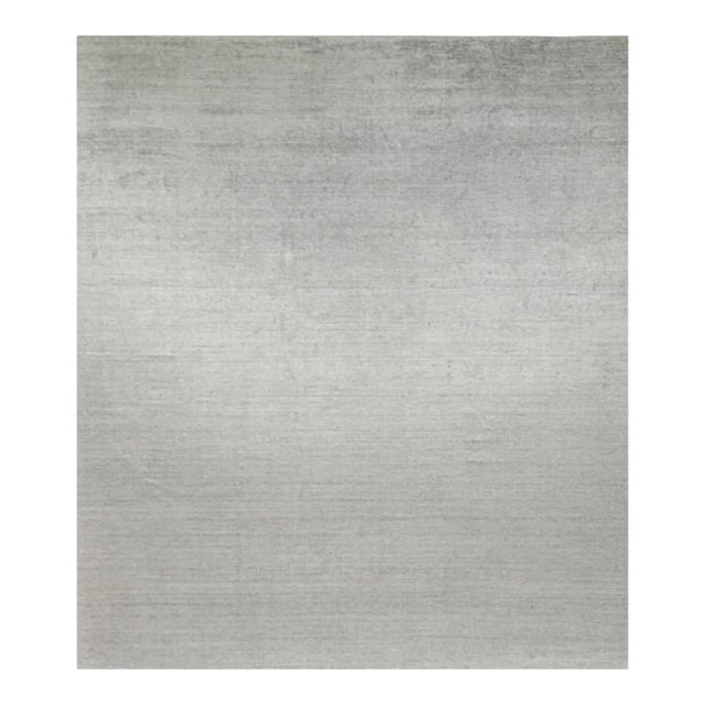 2010s Rug & Kilim’s Modern Rug in Solid Gray and Off-White Striae - 13x15 For Sale