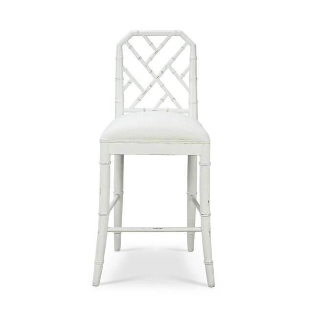 Not Yet Made - Made To Order White Chinese Chippendale Counter Stool For Sale - Image 5 of 6