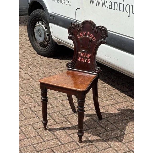 Victorian Waiting Room Mahogany Chair from Leyton Tramways For Sale - Image 6 of 9