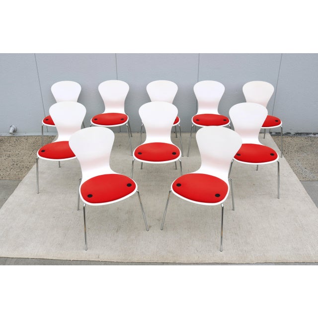 Mid-Century Modern Modern Ross Lovegrove for Knoll Sprite Stacking Armless Dining Chairs- Set of 10 For Sale - Image 3 of 18