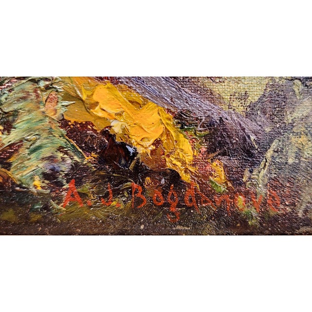 Textile Abraham Bogdanove -The Lone Tree in a New England Landscape-1920s Oil Painting For Sale - Image 7 of 11