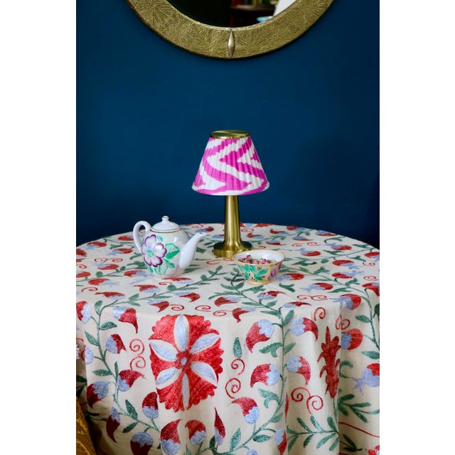 Asian Round Suzani Tablecloth For Sale - Image 3 of 5