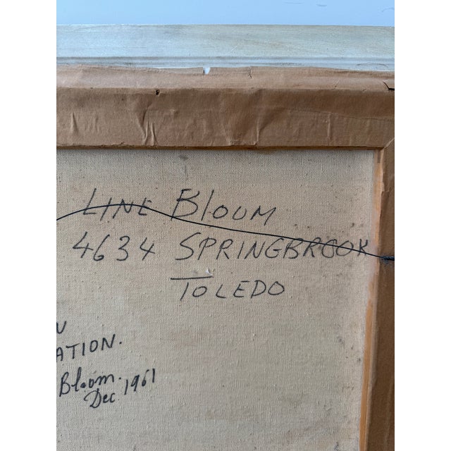 1961 Line Bloom Draper Impressionist Garden Oil Painting in Original Frame For Sale - Image 9 of 12