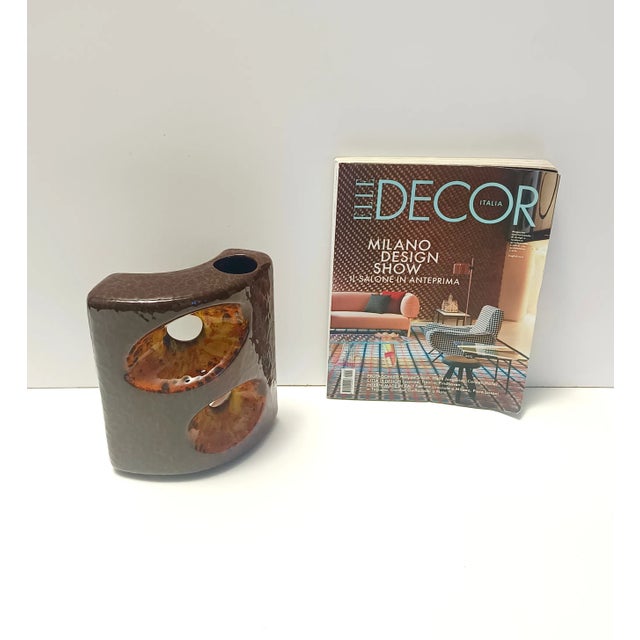 Postmodern Brown and Orange Glazed Ceramic Vase by Giovanni Bertoncello, 1970s For Sale - Image 4 of 8