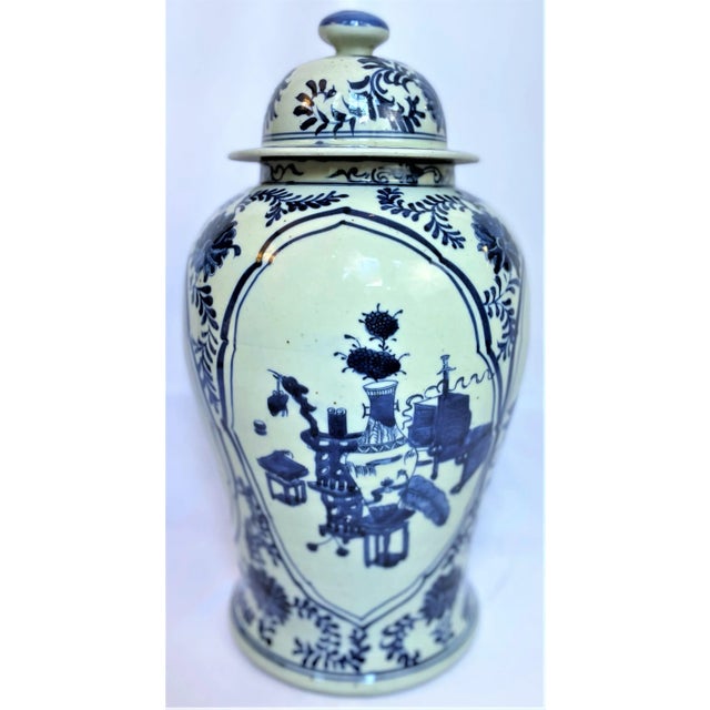 Blue Contemporary Chinoiserie White & Blue Botanical Ginger Jar For Sale - Image 8 of 12