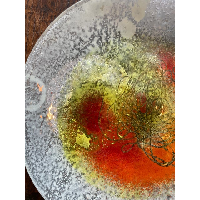 Mid-Century Modern Vintage Art Glass Shallow Bowl For Sale - Image 3 of 12