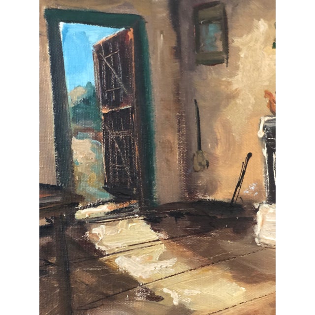 Vintage Original Cottage Interior Oil Painting: Framed Farmhouse Art by Bjarne Landberg For Sale - Image 6 of 12