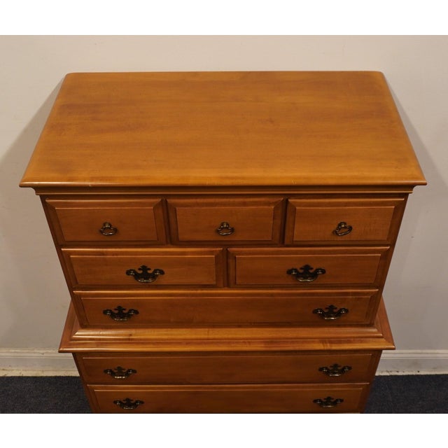 Sumter Cabinet Solid Hard Rock Maple Colonial Early American 36" Chest on Chest For Sale - Image 4 of 11