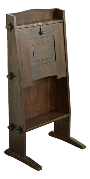 Early Gustav Stickley Antique Mission Oak Arts & Crafts "Chalet" Drop Front Secretary Desk, Circa 1902