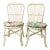White Wicker Accent Chairs With Floral Cushions a Pair For Sale