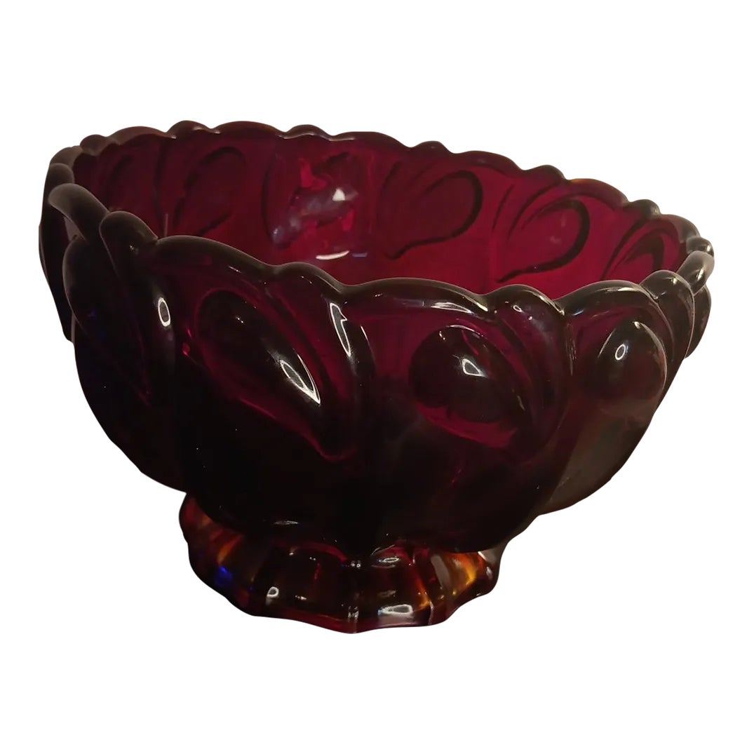 1960s Indiana Glass Tiara Sunset Amberina Pedestal Bowl | Chairish
