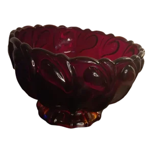 1960s Indiana Glass Tiara Sunset Amberina Pedestal Bowl