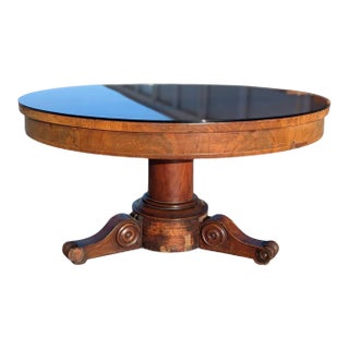 Early 19th Century Charles X Mahogany and Walnut Round Coffee Table For Sale