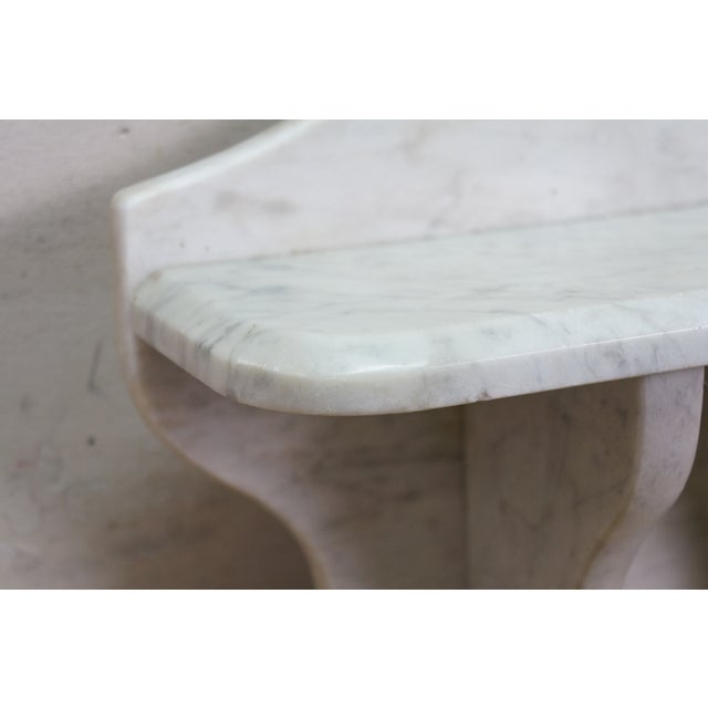Antique Victorian White Carrara Marble Bathroom Wall Sconce Shelf 15" For Sale - Image 4 of 13