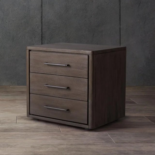 Contemporary Rosey 3 Drawer Wood Nightstand - Light Brown For Sale - Image 3 of 11