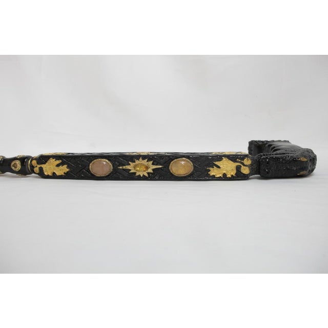Alligator Carved Wood Gold Leaf Amber Inlaid Black Lacquer Walking Stick Cane For Sale - Image 13 of 18