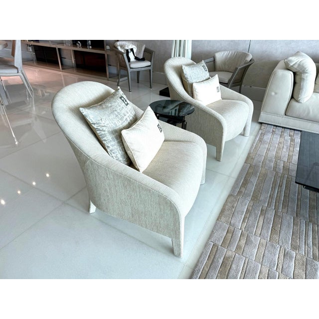 Contemporary Fendi Casa Audrey D244 Italian Neutral Cream Armchair For Sale - Image 3 of 8