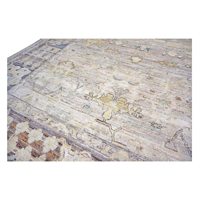 21st Century Turkish Oushak Wool 9x13 Charcoal, Tan & Blue Handmade Area Rug #1144139 For Sale - Image 14 of 16