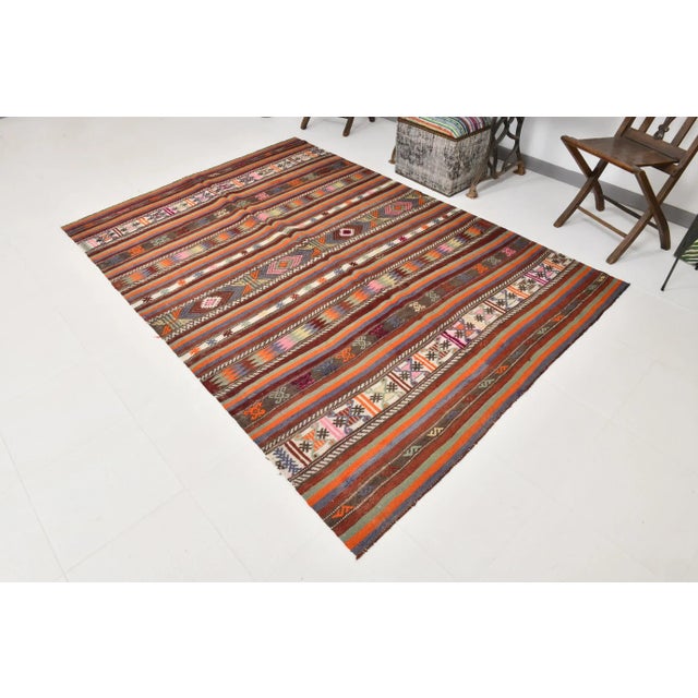 Vintage Wool Area Kilim Rug For Sale - Image 12 of 12
