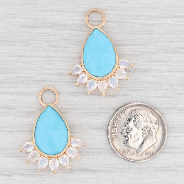 New Nina Nguyen Earring Enhancer Charms Imitation Turquoise Moonstone 18k Gold - 2 Pieces For Sale - Image 4 of 4