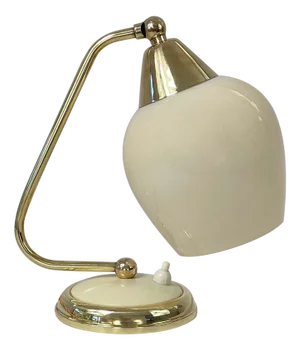 Brass, Opaline & Bakelite Table Lamp, Germany, 1950s