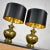 Mid 20th Century Tibetan Brass Lamps Hand Hammered With Glass Jewel Detail & New Black Shades, a Pair For Sale - Image 4 of 14