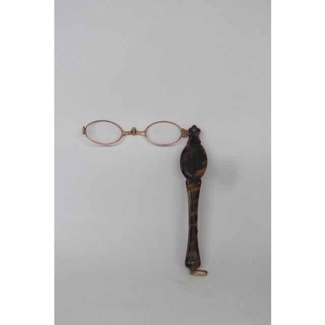 Brown Late 1800s Faux Tortoise Lorgnette Folding Opera Glasses With Handle 4554b For Sale - Image 8 of 12