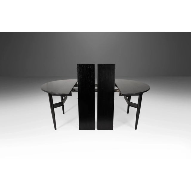 1960s Circa 1960s Mid-Century Modern Ebonized Extension Dining Table with Architectural Leg Base For Sale - Image 5 of 12