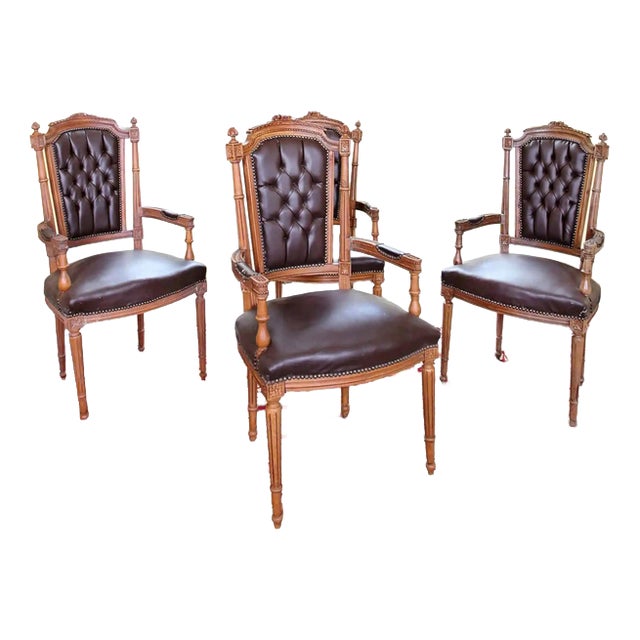 Carved Armchairs in Oak, Set of 4 For Sale