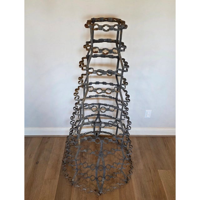 Monumental French Vineyard Industrial Metal Wine Bottle Drying Rack Tree For Sale - Image 14 of 18