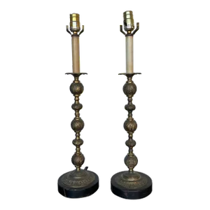 Mid-Century Pair of Candlestick Table Lamps