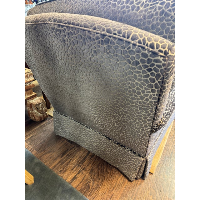Pair of Classic Club Chairs – Newly Upholstered in Graphite Textured Fabric For Sale - Image 4 of 11