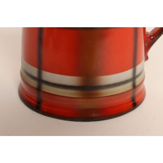 Vintage Czech Bohemian Orange Tartan Plaid Art Pottery Pitcher Teapot by Erphila For Sale - Image 15 of 17