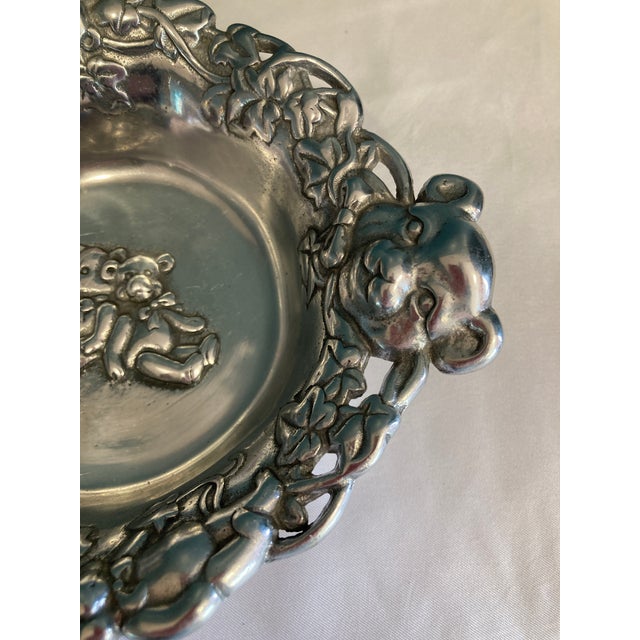 Arthur Court Vintage Aluminum Teddy Bear Bowl With Ornate Floral Repoussé Rim For Sale In Oklahoma City - Image 6 of 10