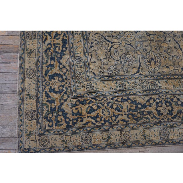 1920s Antique Gray Floral Shah Abbas Room Size Knotted Wool Persian Tabriz Rug For Sale - Image 11 of 11