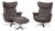 Model 8115 Armchairs and Ottoman in Grey Taupe Leather and Chrome, from Joop, Set of 2 For Sale