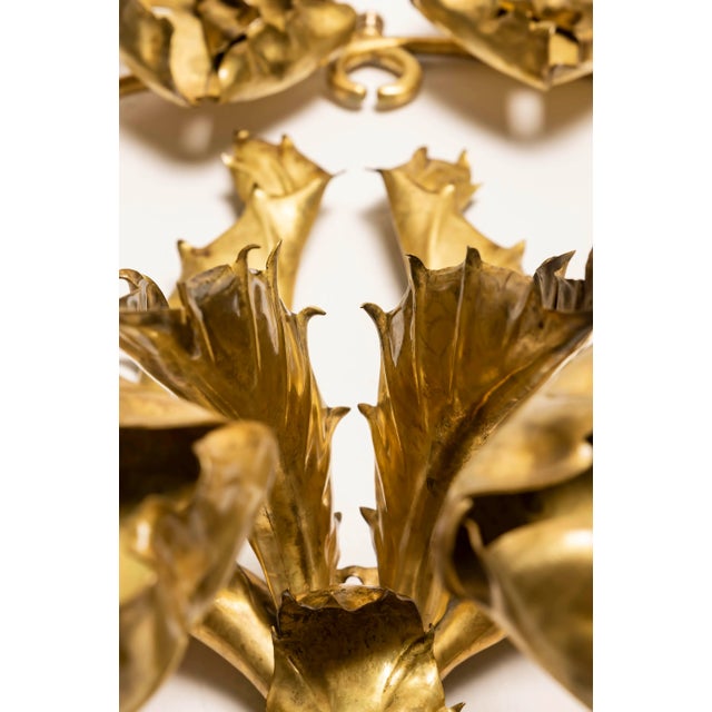 Large Art Nouveau Thistle Wall Sconce in Hammered Brass, France, 20th Century For Sale - Image 10 of 17