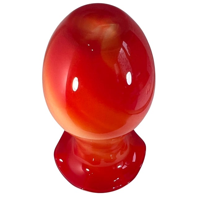 13 3/4 In. Tall Vintage Bulbous Scalloped Rim Cased White Orange Art Glass Vase For Sale - Image 10 of 15