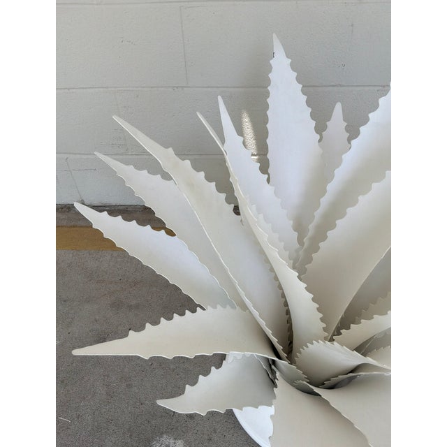 Currey & Company Modern White Meta Agave Sculptures Pair For Sale In Atlanta - Image 6 of 6