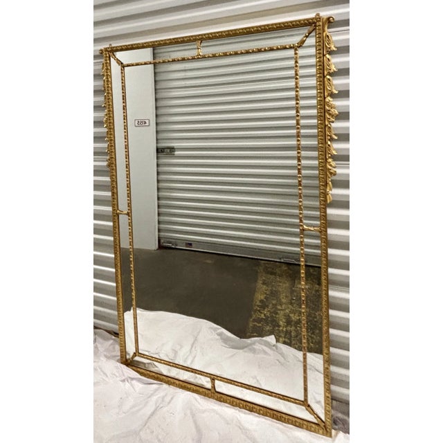 Gold Adam Border Glass Mirror With Custom Decorative Acanthus Scrolls For Sale - Image 8 of 12