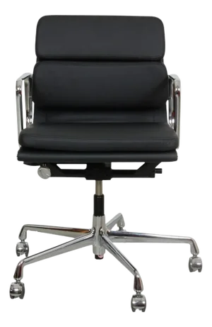 Vintage EA-217 Office Chair in Black Leather by Charles Eames, 2000s