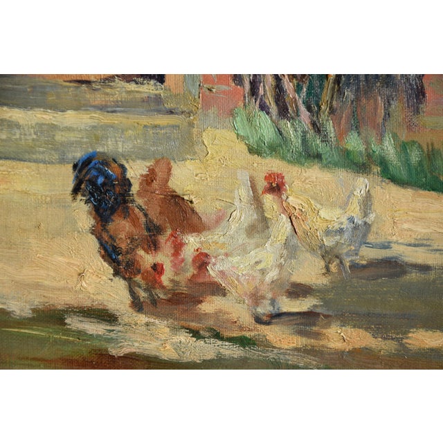 Molly Cramer, Farm with Chickens, Oil on Canvas, Framed For Sale - Image 6 of 9