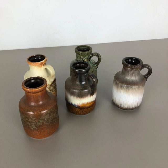 Vintage Fat Lava Pottery 414-16 Vases by Scheurich, Germany, Set of 5 For Sale - Image 9 of 17