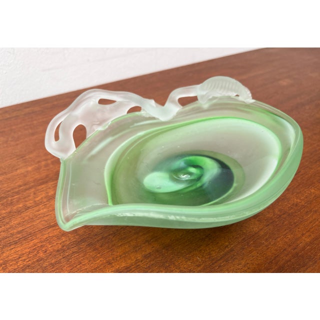 Green Vintage French Art Glass Carafe and Bowl, 1970s, Set of 2 For Sale - Image 8 of 18